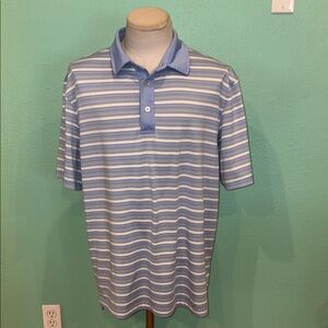 Straight Down golf polo.  Blue and white striped.  XL. Great condition.